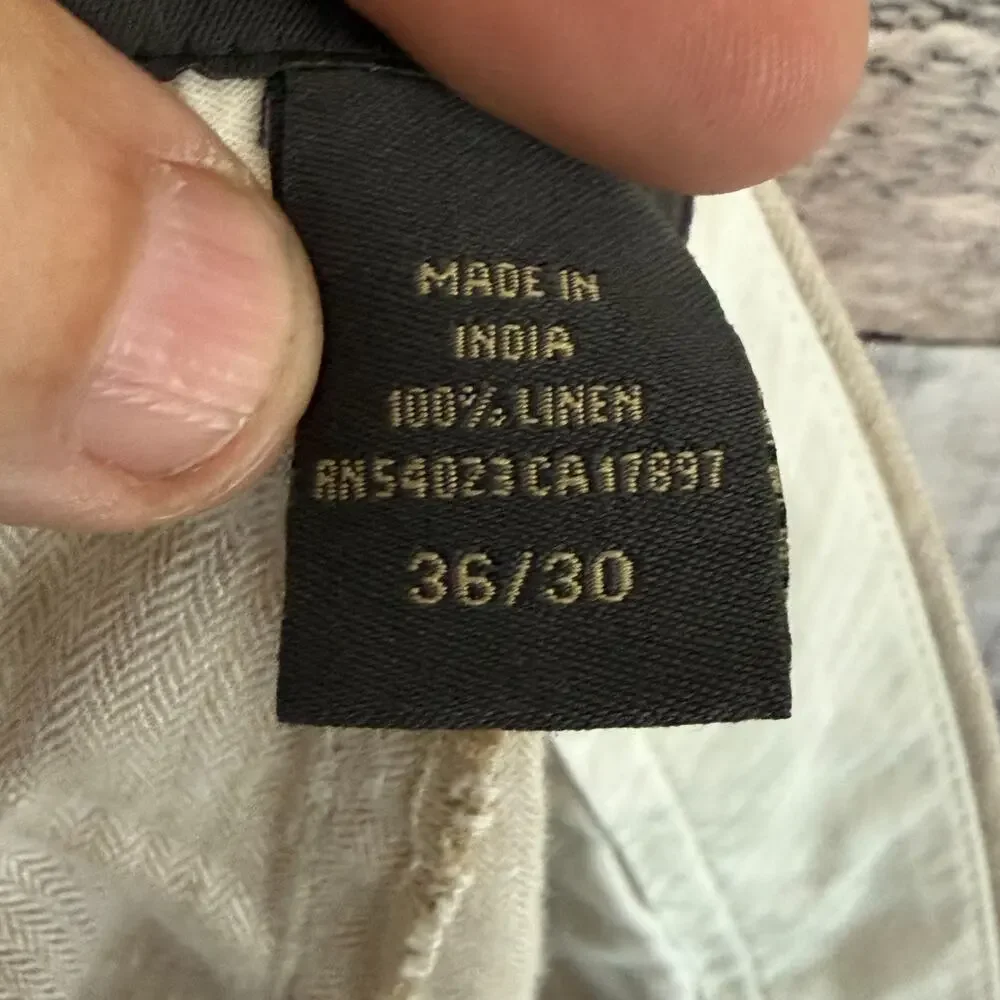 Banana Republic Linen Pants Mens 36x30 Khaki Lightweight Preppy Straight